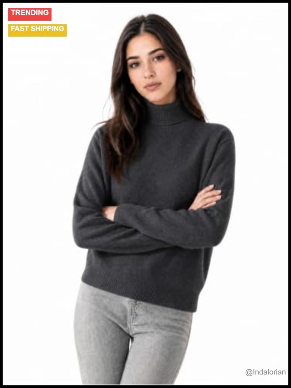 100% Pure Cashmere Turtleneck Long Sleeve Knit Pullover Sweater Warm Soft